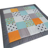 Krabbeldecke mit Namen Babydecke Patchworkdecke Grau Mint Orange Babydecke Patchwork