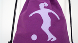 Turnbeutel Fußball Mädchen, Rucksack, gefüttert Kinderturnbeutel lila, personalisierbar mit Namen