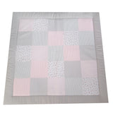 Krabbeldecke Blümchen, Babydecke mit Namen, Patchworkdecke Taupe - Rosa