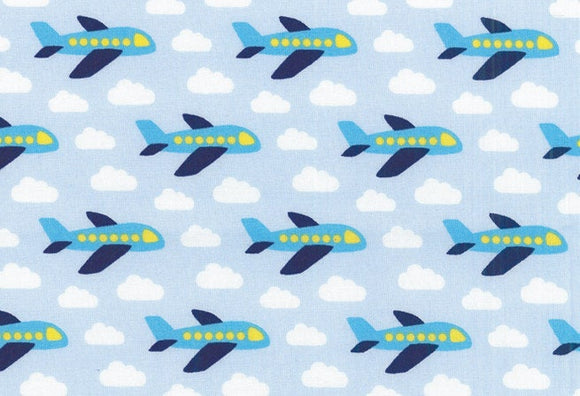 Westfalenstoffe hellblau Flugzeuge, Junge Linie Webware Baumwolle