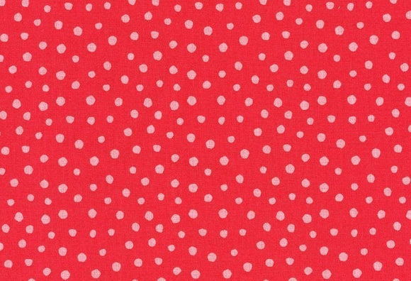 Westfalenstoffe rot große rosa Punkte Junge Linie Webware Baumwolle
