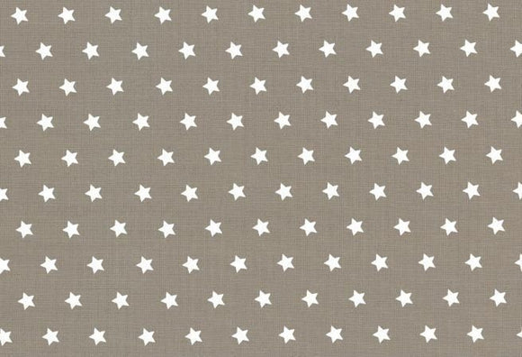Westfalenstoffe taupe weiße Sterne 0,5m Capri, Webware Baumwolle