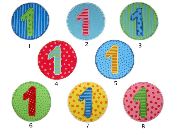 Zahl Button,  Aufnäher, Applikation, 1-9