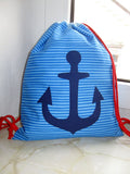 Turnbeutel großer Anker, Rucksack, gefüttert