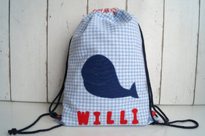 Turnbeutel Wal, Rucksack, gefüttert