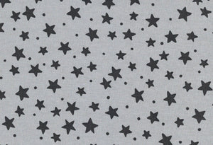 Westfalenstoffe Bergen, Grau schwarze Sterne,  0,5m Baumwolle Webware