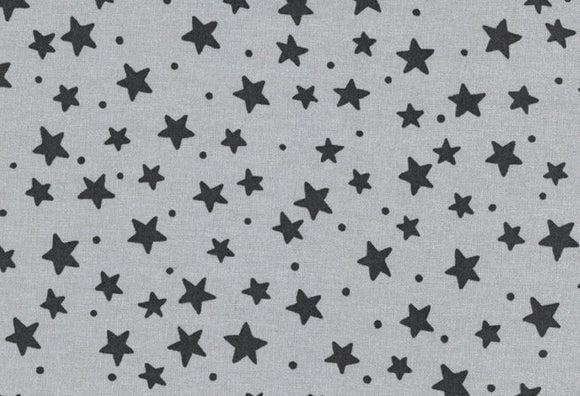 Westfalenstoffe Bergen, Grau schwarze Sterne,  0,5m Baumwolle Webware